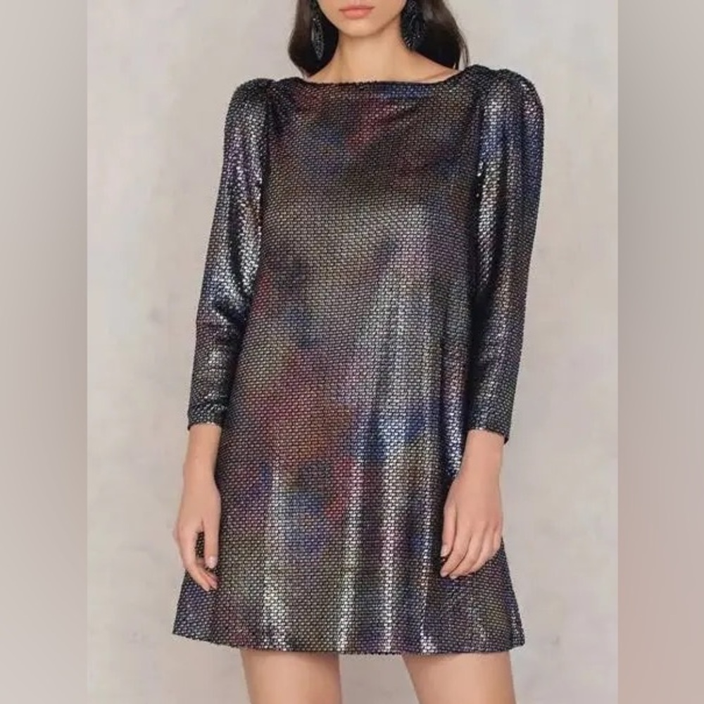 Free People Diamonds Are Forever Metallic Mini Dress Silver Mermaid